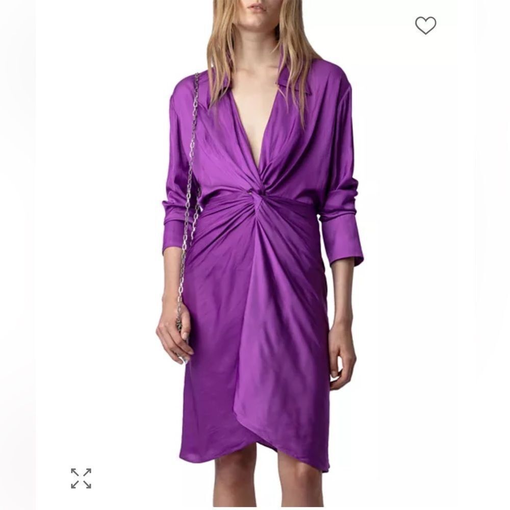 $478 Zadig & Voltaire Rozo Twist Front Satin Dress NWT